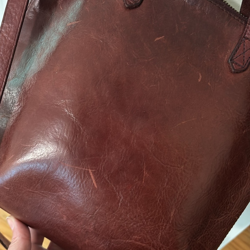 Madewell crossbody zip top transport tote mini purse deep red leather - Picture 10 of 12